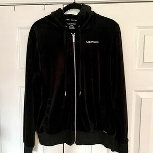 Women’s Calvin Klein Black Velour/Velvet Zip-Up Jacket Size Large